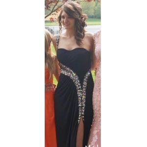Black prom dress with leg slit